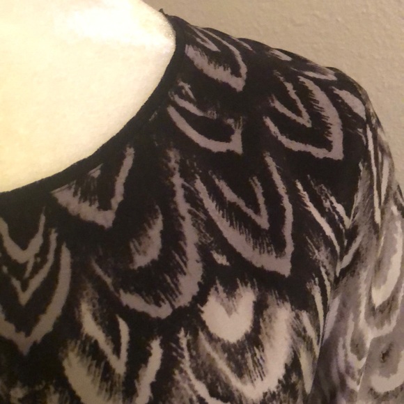 BCBG Silk Midi Shift Dress - Feather Print - Picture 3 of 12